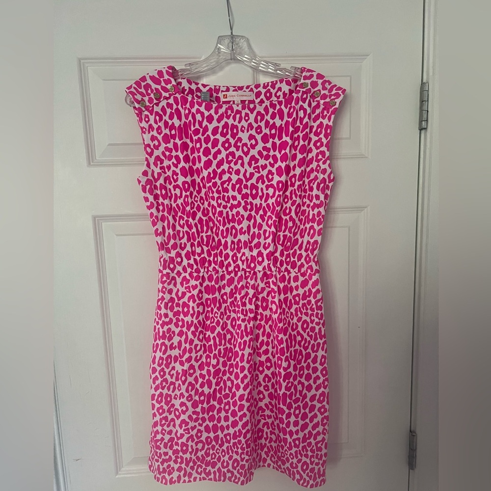 Jude Connally size small.  Pink leopard mini dress.